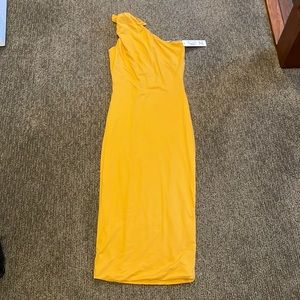 Yellow marigold one shoulder dress net
